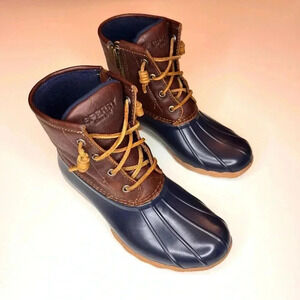 Sperry Women’s Saltwater Duck Boot Navy Blue / Brown Size- 6